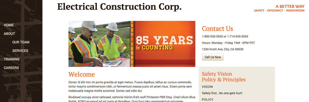 Electrical Contractor Co. Redesign